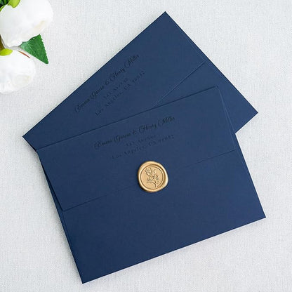 PONATIA 50 Pieces 5x7 Envelopes, A7 Envelopes Self Seal for Weddings, Invitation Cards, Photos, Postcards, Greeting Cards Mailing, Baby Shower, Graduation, Christmas Gift Cards (Navy Blue)