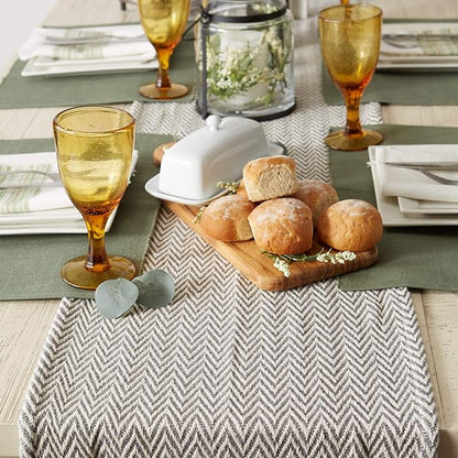 DII Woven Basic Tabletop Collection Chevron Table Runner, 15x72, Gray