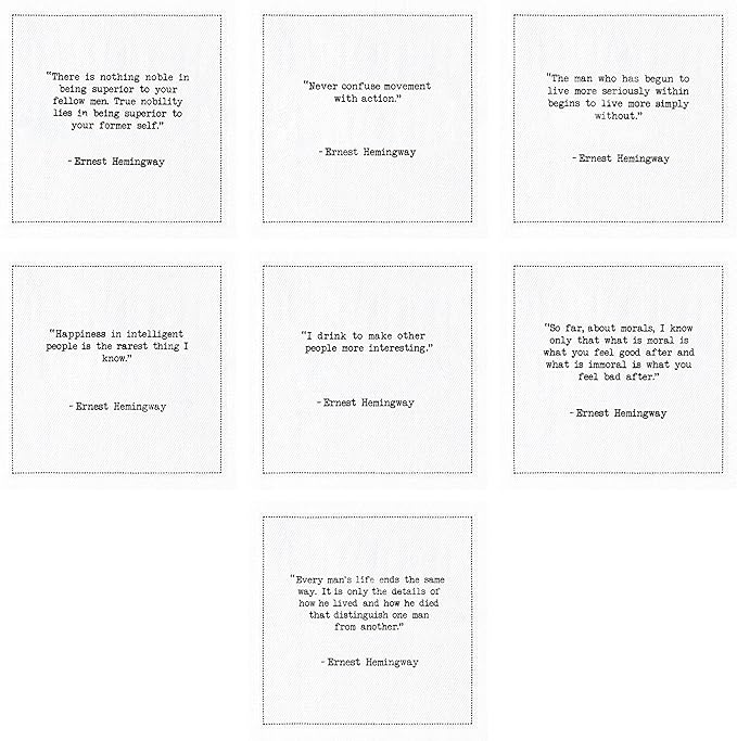 Five Star Napkins Hemingway Quotes, White Cotton Cocktail Napkins, Beverage Napkins, Bar Napkins, Cloth Napkins, Party Napkins, Events, Holidays, Weddings, Birthdays, Disposable, 4.5" x 4.5"- (50x)