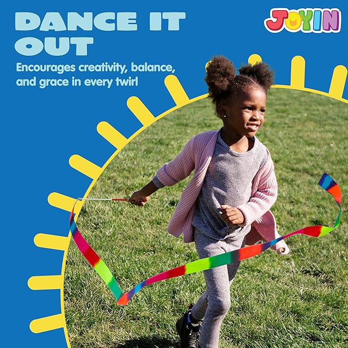 JOYIN 10 Pcs Ribbon Dancing Wands Party Favors Set, Dance Ribbon Gymnastics Ribbon Wand, Princess Birthday Party Favors for Kids, Carnival Prizes, Goody Bag Stuffers