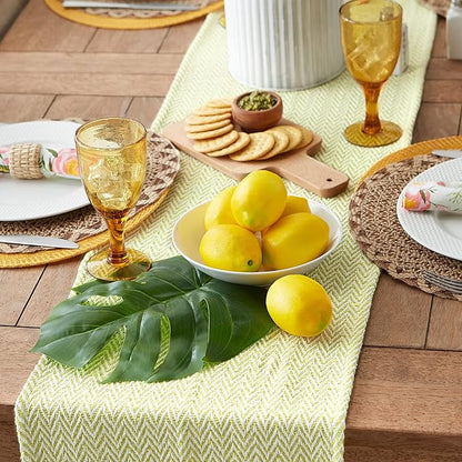 DII Woven Basic Tabletop Collection Chevron Table Runner, 15x108, Avocado