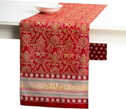 Maison d' Hermine Table Runner 100% Cotton Double Layer Table Runners 72 inches Long for Thanksgiving Christmas Decorations Home Kitchen Dining Party Wedding (Sofia, 14.5" x 72")