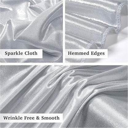 10ftx10ft Sequin Silver Backdrop Curtain for Parties, Wrinkle Free Thick Glitter Photo Backdrop Drapes 2 Panels 5x10FT Shimmer Back Drop Cloth for Wedding Birthday Christmas Photography Background