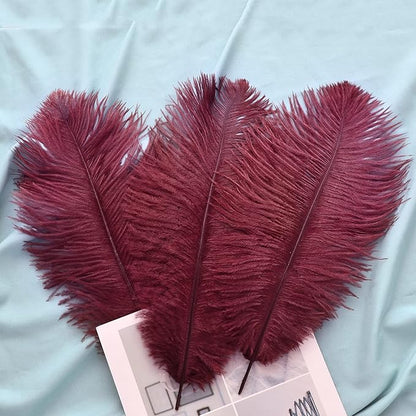 Ballinger Burgundy Ostrich Feathers Bulk - 24Pcs 10-12inch Feathers for Party Centerpieces, Flower Arrangement and Home Decor