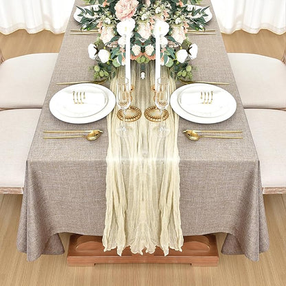 Fitable Faux Linen Tablecloths for Rectangle Tables: Water & Stain Resistant Farmhouse Table Cloth, Washable Burlap Textured Table Covers for Kitchen Dining Party(2 Pack, 60x102 Inch, Nature)