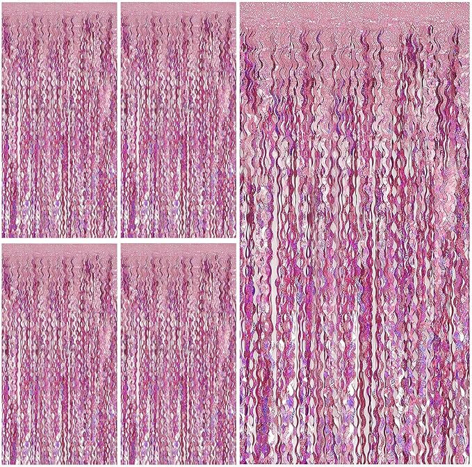 Tinsel Foil Fringe Curtains Wavy Backdrop for Parties Sparkle Metallic Wavy Foil Fringe Backdrop Curtain for Party Decorations Photo Booth Props for Birthday Graduation Wedding