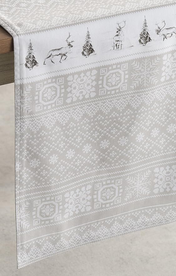 Maison d' Hermine Table Runner 100% Cotton Single Layer Table Runners 90 inches Long Decorative for Home Kitchen Dining Party Baby Shower Wedding Bridal Shower (Cozy Christmas, 14.50" x 90")