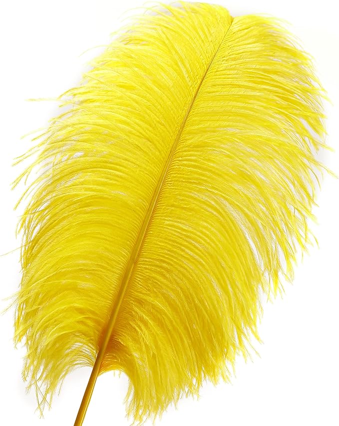 Larryhot Yellow Big Ostrich Feathers - 10pcs 16-18 inch for Vase,Wedding Centerpieces and Carnival Party(Yellow)
