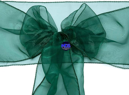 MDS Pack of 100 PCS Organza Chair Sashes Wider Dining Chair Bows Ribbon Tie Back for Wedding Party Birthday Bridal Shower Reception Event Banquet Home Chair Cover Decoration - Hunter Green