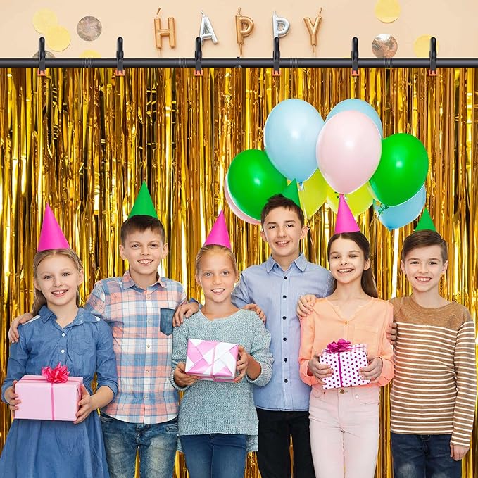 T-Shape Backdrop Stand 8x7.2FT, Height and Width Adjustable Background Stand for Parties,Green Screen Holder with 6 Spring Clamps