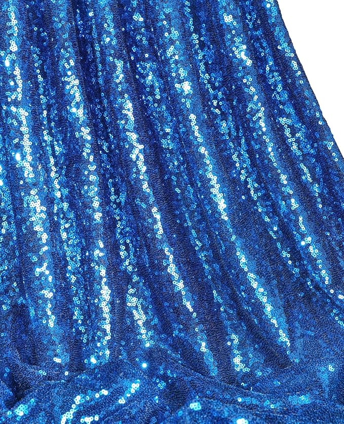 QueenDream Sequin Tablecloth Royal Blue Party Decorations: 60x102 Inch Glitter Table Cloth for Wedding Graduations Anniversaries Banquets