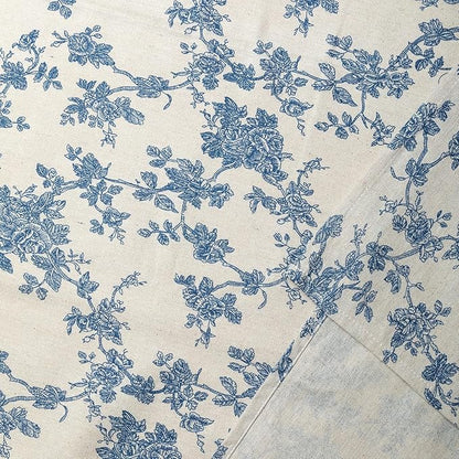 Pastoral Rectangle Tablecloth - 60 x 102 Inch - Beige Linen Table Cloth - Washable Table Cover with Dust-Proof Wrinkle Resistant for Restaurant, Picnic, Indoor and Outdoor Dining, Floral (Dark Blue)