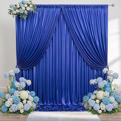 20x10ft Thick Royal Blue Glitter Backdrop Curtain Panels for Parties, Wrinkle Free Sequin Sparking Photo Backdrop Drapes, 4 Panels 5x10ft Shimmer Back Drop Cloth for Wedding Birthday Photography