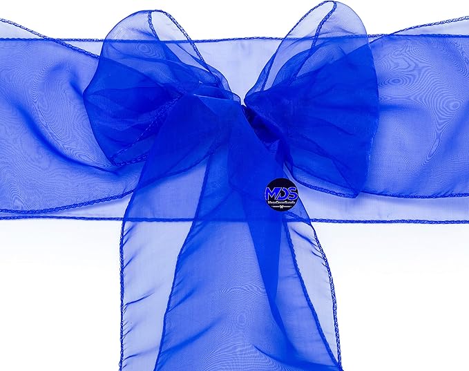 MDS Pack of 25 PCS Organza Chair Sashes Wider Dining Chair Bows Ribbon Tie Back for Wedding Party Birthday Bridal Shower Reception Event Banquet Home Chair Cover Decoration - Royal Blue