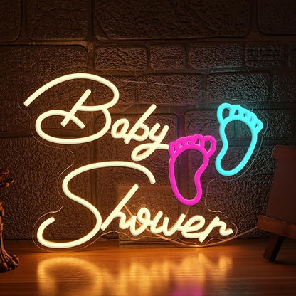 Baby Shower Neon Sign for Wall Decoration,Dimmable Oh Baby Neon Light for Gifts Bathroom Salon Children's Room Surname Shower Party(16.54 * 12.6In)
