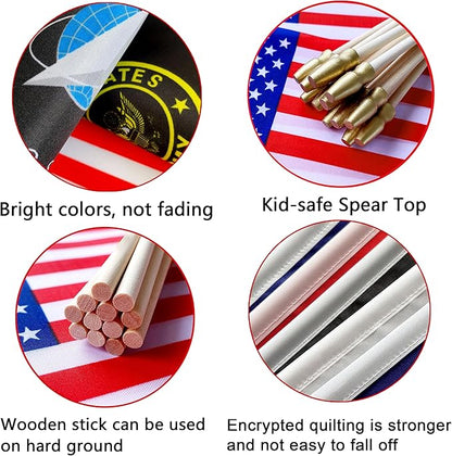 22 Pack All Branches Military Service Flags Set Small Mini Army Armed Forces Handheld Flag on Stick for Veterans Day,Memorial Day Decorations,5x8 Inch