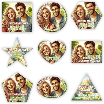 KETABAO – 13" Create Your Own Custom Refrigerator and Car Heart Photo Magnets - Personalized Decorative Magnetic Frames