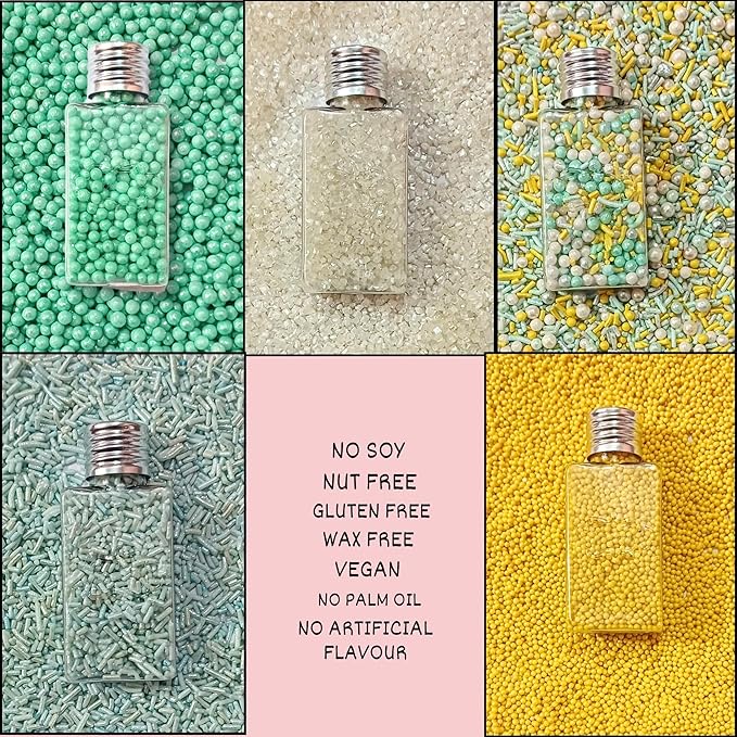 Confect Cake Sprinkles Mix Pack of 5 – Sky Blue, Yellow & White – Pearl Dragees, Jimmies, Sparkling Sugar – Baking Decorations for Cakes, Cupcakes, Cookies & Desserts- Vegan, Gluten-Free, Nut-Free, Soy-Free, Dairy-Free, Palm Oil-Free- 5 Oz