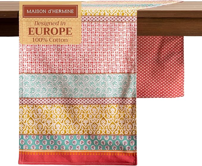 Maison d' Hermine Table runner 100% Cotton Double Layer Table Runners 108 inches long Decorative for Home Kitchen Dining Party Baby Shower Wedding Bridal Shower Spring Summer (Provence, 14.50" x 108")