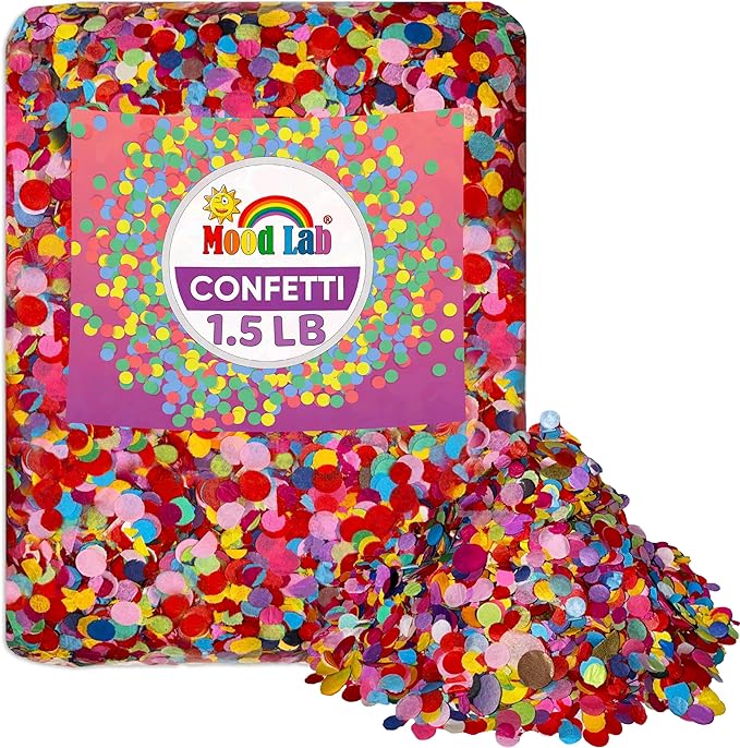 Multicolor Confetti - Mexican Colorful Party Confetti - 1.5 LBs/680 grams - Round Tissue Confetti