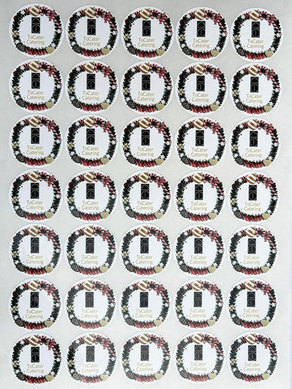 Custom Stickers for Weddings, Birthdays & Businesses - Personalized Labels with Your Logo - Waterproof, Fade and Heat Resistant - Pack of 100-1000 (Wreath E, 4 Inch)