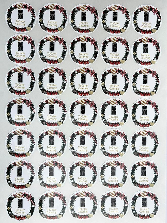 Custom Stickers for Weddings, Birthdays & Businesses - Personalized Labels with Your Logo - Waterproof, Fade and Heat Resistant - Pack of 100-1000 (Wreath E, 1.5 Inch)