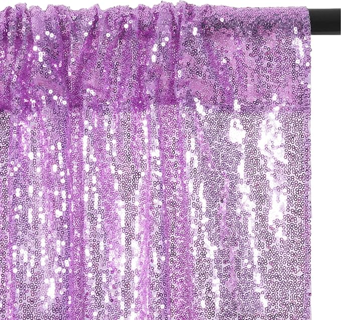 Eternal Beauty Lavender Sequin Backdrop, 8x10 Ft Glitter Background Curtains for Shimmer Photography Party Wedding Birthday Back Drop Decor