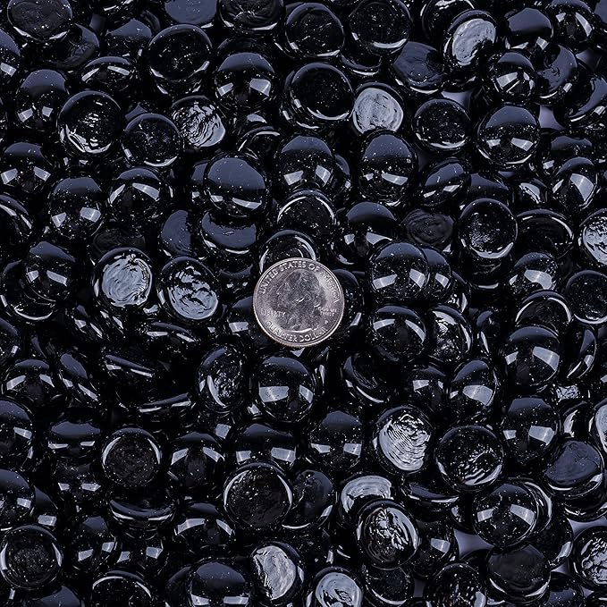 Galashield Flat Glass Marbles for Vases Black Glass Gems Beads Pebbles Vase Filler (5 LBS, Approx. 540 PCS)