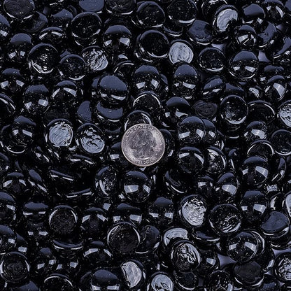 Galashield Flat Glass Marbles for Vases Black Glass Gems Beads Pebbles Vase Filler (5 LBS, Approx. 540 PCS)