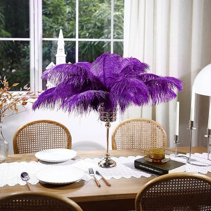 Larryhot Purple Large Ostrich Feathers - 10pcs 16-18 inch Natural Feathers for Vase and Wedding Party,Christmas Decor(Purple)