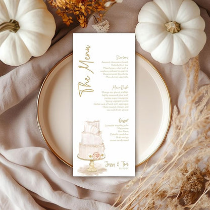 Personalized Printed Wedding Menu, Set of 25 Wedding Menu, Modern Wedding Menu, Simple Menu, Wedding Menu Cards, Dinner Menu Card, Birthday, Shower, Quinceanera, Party, Made in USA