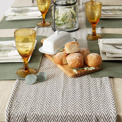 DII Woven Basic Tabletop Collection, Chevron Table Runner, 15x108, Gray