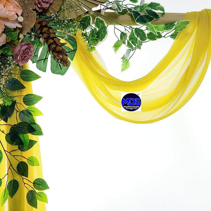 MDS Halloween Chiffon Draping Fabric - 2 Panel, 30" Wide x 40ft Long - Sheer Spooky Arbor & Canopy Drapery for Haunted House Backdrops, Party Ceilings, DIY Costumes & Themed Events - Yellow