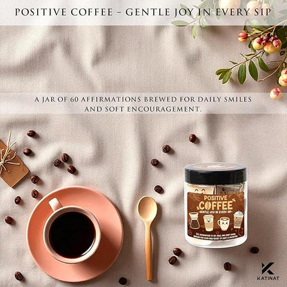 Positive Coffee Affirmation Jar – 60pcs Cute Emotional Support Coffee – Coffee Gifts for Men, Women– Birthday Gift, White Elephant Gifts for Coworker, Boss, Teacher, Teens, Back to School Gift
