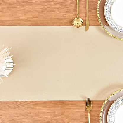 Farmhouse Beige Table Runner Dining Table Runners 90 Inches Long Coffee Table Runner for Dresser Living Room Bedroom Holiday Party Banquet 12X90 Inch