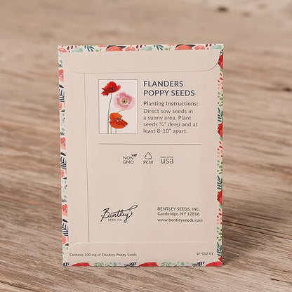 Bentley Seeds Mr & Mrs Pre Filled Flanders Poppy Seed Packets - 25 Individual Flanders Poppy Seed Packs -Wedding or Anniversary Party Favors Non-GMO Eco-Friendly Gift - Indoor Outdoor Garden Seeds