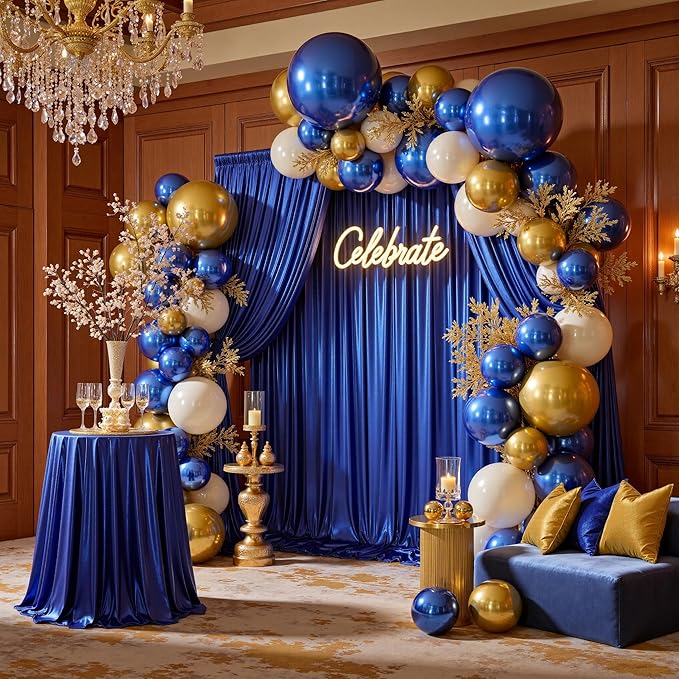 10x10ft Thick Royal Blue Glitter Backdrop Curtain Panels for Parties, Wrinkle Free Sequin Sparking Photo Backdrop Drapes, 2 Panels 5x10ft Shimmer Back Drop Cloth for Wedding Birthday Photography