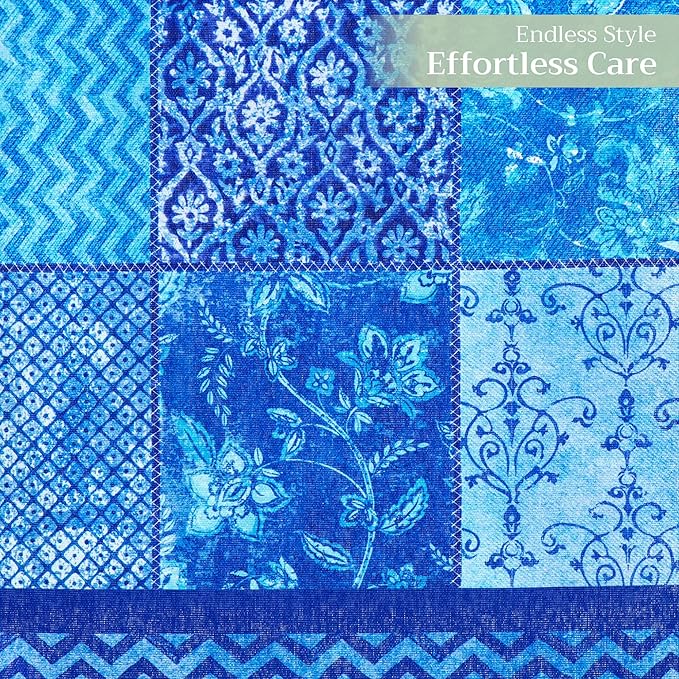 Maison d' Hermine Table Runner 100% Cotton Double Layer Table Runners 72 inches Long Decorative for Kitchen Dining Party Baby Shower Wedding Bridal Shower Spring Summer (Indigo Love, 14.50" x 72")