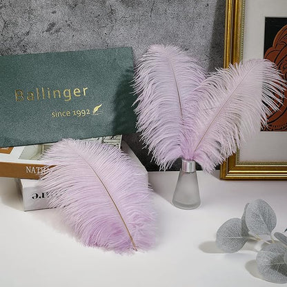 Ballinger Lavender Ostrich Feathers Bulk - 24Pcs 12-14inch Light Purple Feathers for Party Centerpieces, Flower Arrangement and Home Decor