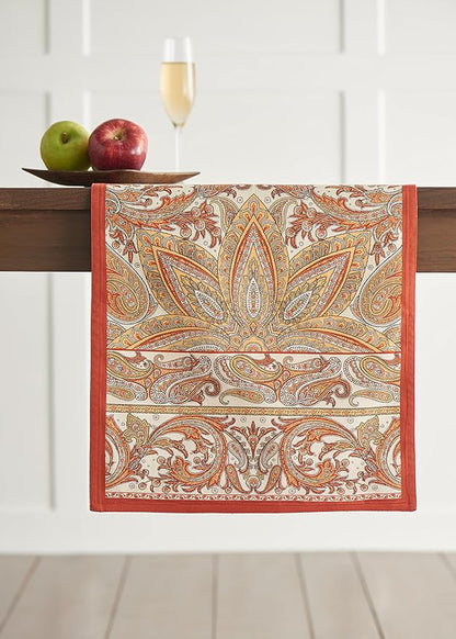 Maison d' Hermine Table Runner 100% Cotton Double Layer Table Runners 72 inches Long for Thanksgiving Christmas Decorations Home Kitchen Dining Party Wedding (Kashmir Paisley, 14.5" x 72")