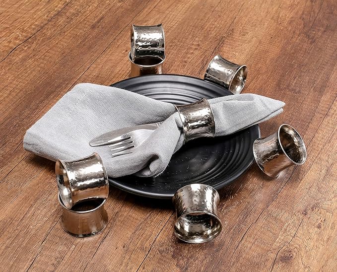 Silver Napkin Rings-12 PCS Heavy Duty Metal Spiral Napkin Rings, Handcrafted Napkin Holders Buckles for Family Dinner, Wedding, Party,Table Decorations - CLEENTABLE
