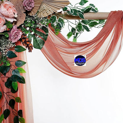 MDS Halloween Chiffon Draping Fabric - 1 Panel, 30" Wide x 50ft Long - Sheer Spooky Arbor & Canopy Drapery for Haunted House Backdrops, Party Ceilings, DIY Costumes & Themed Events - Terracotta