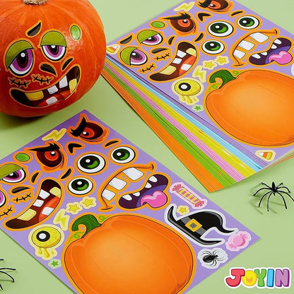 JOYIN 48 Pcs Halloween Pumpkin Stickers for Kids, Halloween Party Favor, Craft Party Supplies, Funny Sticker with Different Pumpkin Design, Classroom Activities Games Goodies Treat Gifts（Age 3+）