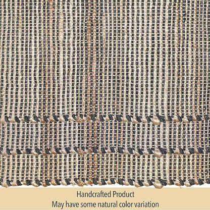 Chardin home Natural Jute Table Runner 13x48 Inch – Vintage Boho Rustic Table Decor – Handwoven Table Runner in Natural Jute and Black – Farmhouse Dining or Console Table Accent