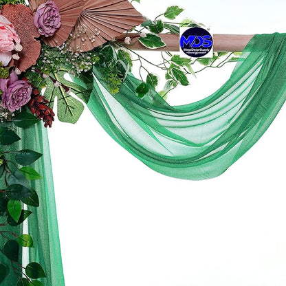 MDS Halloween Chiffon Draping Fabric - 2 Panel, 30" Wide x 40ft Long - Sheer Spooky Arbor & Canopy Drapery for Haunted House Backdrops, Party Ceilings, DIY Costumes & Themed Events - Emerald Green