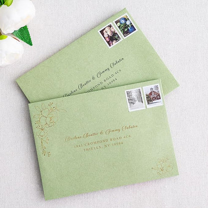 PONATIA 50 Pieces 5x7 Envelopes, A7 Envelopes Self Seal for Weddings, Invitation Cards, Photos, Postcards, Greeting Cards Mailing, Baby Shower, Graduation, Christmas Gift Cards (Sage Green)