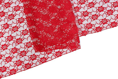 MDS Pack of 25 Wedding 12 x 108 inches Lace Table Runner for Wedding, Decorations for Birthday Parties, Banquets, Graduations, Engagements, and Runners fit Rectangle, Round Table- Red