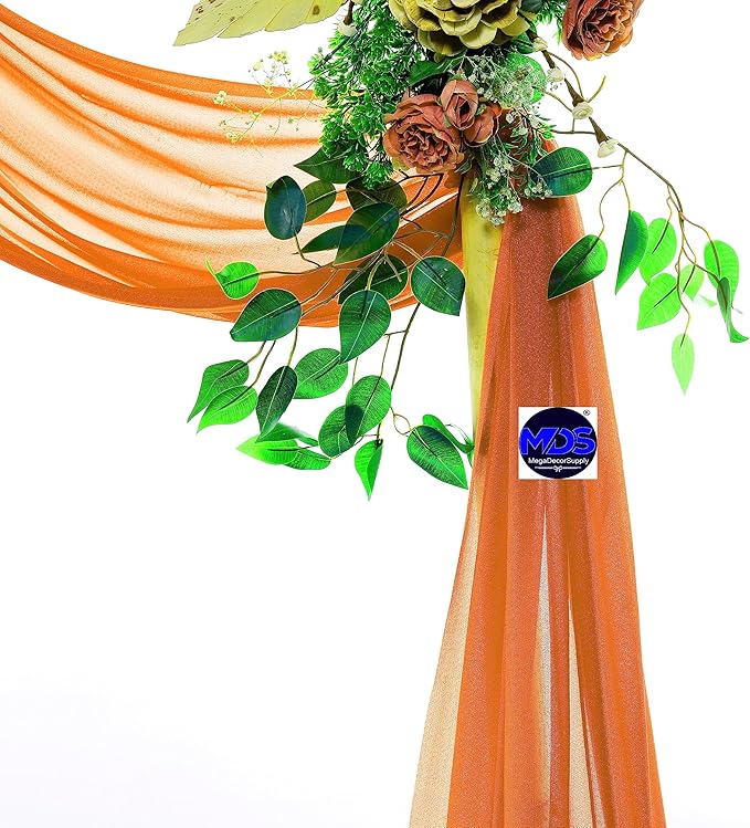 MDS Halloween Chiffon Draping Fabric - 2 Panel, 30" Wide x 30ft Long - Sheer Spooky Arbor & Canopy Drapery for Haunted House Backdrops, Party Ceilings, DIY Costumes & Themed Events - Orange