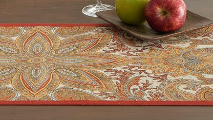 Maison d' Hermine Table Runner 100% Cotton Single Layer Table Runners 60 inches Long for Thanksgiving Christmas Decorations Home Kitchen Dining Party Wedding (Kashmir Paisley, 14.5" x 60")