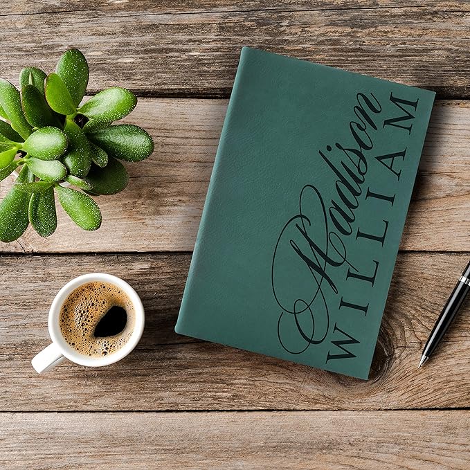 Personal Leather Journal Notebooks | 12 Design, 9 Color - Teal | Journal for Women, Men - Custom Notebook to Write in - Diary for Girls, Women - Personalized Gift Idea for Girl, Boy, Mom and Dad
